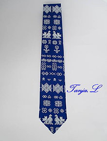 Pánske doplnky - kravata folk "modrotlač" rôzne varianty (3.) - 10319716_