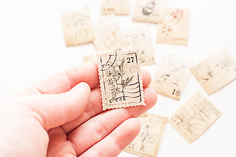 Papier - Nálepky " vintage botanické známky" - 10319554_