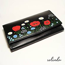 Peňaženky - Kožená peňaženka - kvetinová (Luční) - 10324701_