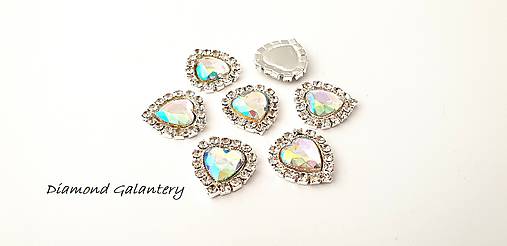 Galantéria - Ozdobné štrasové srdiečka 16 mm - Crystal AB - 10326895_