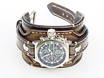 Náramky - Steampunk hodinky, kožený remienok, hnedý remienok - 10327715_