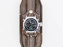 Náramky - Steampunk hodinky, kožený remienok, hnedý remienok - 10327716_