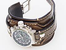 Náramky - Steampunk hodinky, kožený remienok, hnedý remienok - 10327717_