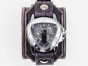 Náramky - Vintage hodinky kožené čierne - 10330911_
