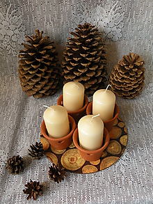 Svietidlá - Originální keramické svícny s podložkou přírodní - 10331473_