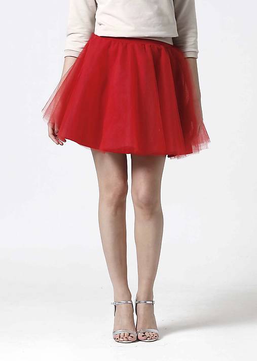  - Tylová mini sukňa červená (38) - 10332353_