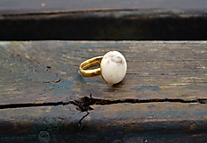 Prstene - Slonová kosť pozlátený prsteň zo striebra - 10333590_