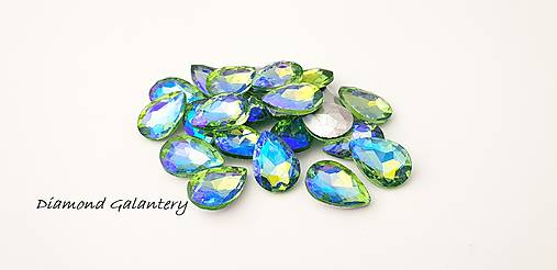 Galantéria - Ozdobné kamienky 13 x 18 mm - sklenené - Zelenkavé AB - 10338451_