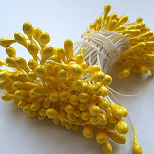 Galantéria - Piestiky do kvetín-lesklé-cca 150ks (žltá) - 10337810_