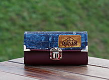 Peňaženky - Peněženka Denim vínová, 18 karet, prostorná, na fotky - 10336292_