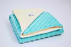 Detský textil - Minky deka vanilla/mint 70*70cm - 10340046_