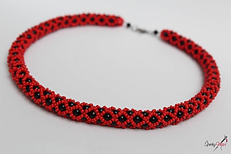 Náhrdelníky - náhrdelník čierno-červený - 10346771_