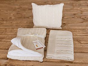 Detský textil - Súpravička pre bábätko - Zimná Deka, Letná Deka, Vankúšik OEKO-TEX® - Béžová - 10346474_
