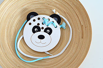 Hračky - Drevený medvedík - prevliekacia hračka (Panda) - 10347015_
