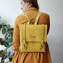 Batohy - Kožený batoh Ruby (žltý) - 10346041_