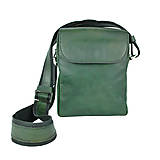 Pánske tašky - Kožená etuja ručne tamponovaná z hovädzej kože, zelená farba - 10346979_