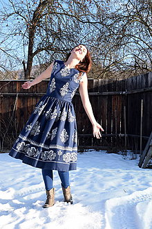 Šaty - šaty s modrotlačou -Ornament - 10350113_