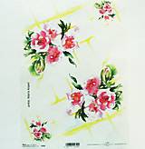 Papier - Ryžový papier na decoupage - A4 - R906 - akvarel, kvety - 10348888_