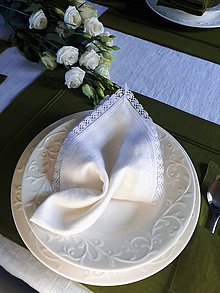 Úžitkový textil - Ľanový obrúsok Elegance - 10350950_