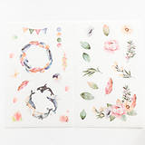 Papier - papierové nálepky Veľryby a kvety - 2 hárky - 10351611_