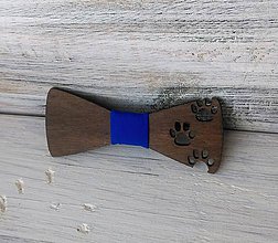Detské doplnky - Detský drevený motýlik "Labky" tmavý (Modrá) - 10352337_