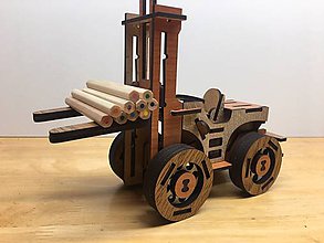Hračky - Drevený vysokozdvižný vozík s personalizovanou ŠPZ - 10351352_
