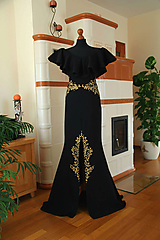 Šaty - Zlatá maľba na čierne šaty... - 10352565_