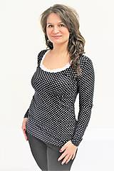 Oblečenie na dojčenie - Dojčiace tričko 3v1 dl. rukáv - s čipkou a bodkami - 10355302_