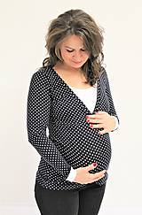 Oblečenie na dojčenie - Dojčiace tričko 3v1 dl. rukáv - s farebnou vsadkou a bodkami - 10355333_