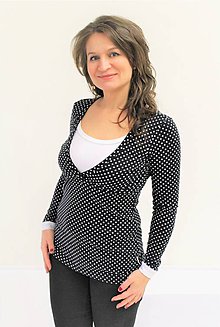Oblečenie na dojčenie - Dojčiace tričko 3v1 dl. rukáv - s farebnou vsadkou a bodkami - 10355328_
