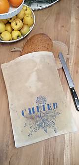 Príbory, varešky, pomôcky - ChleBag - Ľanové voskované vrecko na chlieb/pečivo (Čierna strom) - 10355918_