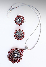 Sady šperkov - Květinová souprava červená - 10357879_