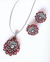 Sady šperkov - Květinová souprava červená - 10357882_