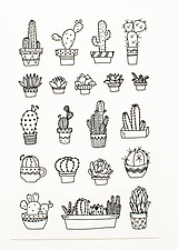 Papier - Kaktus & rastlinky set - nálepky - 10357195_