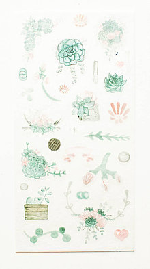 Papier - Akvarelový set - nálepky "mint succulent" (F.) - 10357371_