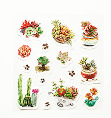 Papier - Akvarelový set - nálepky "gold kaktus" (D.) - 10357404_