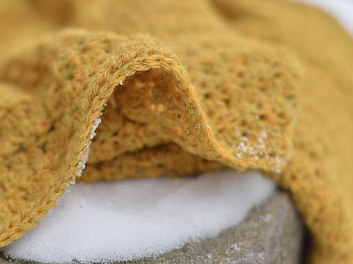 Detský textil - Detská deka Baby alpaka + merino: horčicový melír - 10360460_