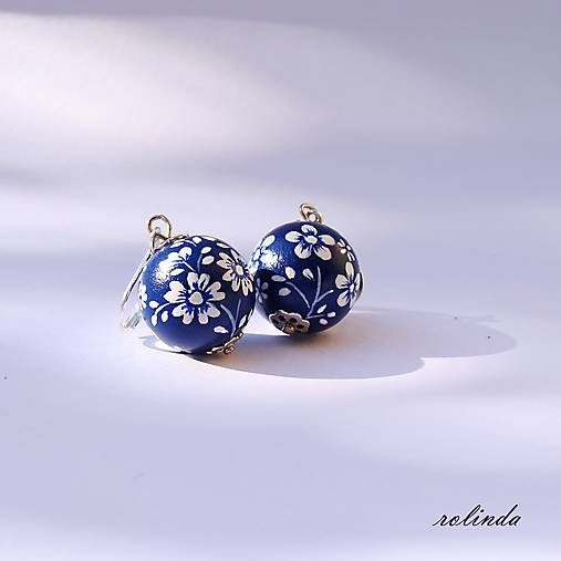 Náušnice - Modrotlačové náušnice (Kytičky) - 10359375_