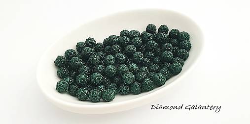 Korálky -  	Shamballa korálky jednodierkové - náušnicové - Tmavo zelené - 10360770_