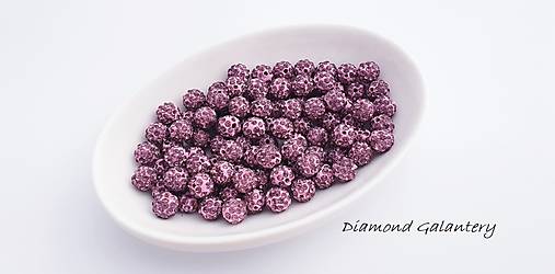 Korálky - Shamballa korálky 10 mm - Fialkové - 10361786_