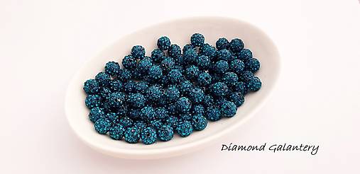 Korálky - Shamballa korálky 10 mm - Tmavý tyrkys - 10361791_