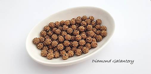 Korálky - Shamballa korálky 10 mm - Zlatohnedé - 10361827_