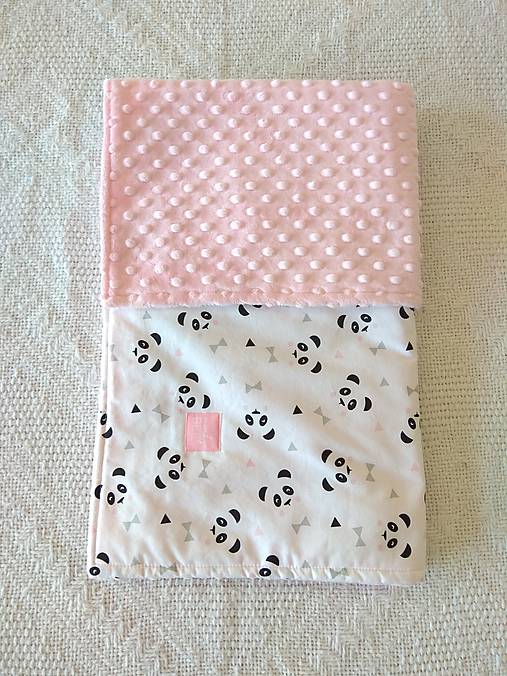 Detská deka do postieľky (Pandy na bielej + Blush minky)