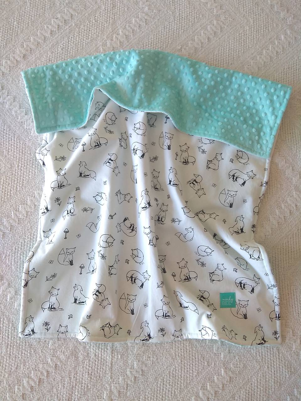 Detská deka do postieľky (Líštičky na bielej + Tiffany minky)