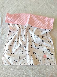 Detský textil - Detská deka do postieľky (Pandy na bielej + Blush minky) - 10366323_