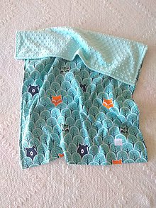 Detský textil - Detská deka do postieľky (Lesné zvieratká + Tiffany minky) - 10366327_