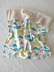 Detský textil - Detská deka do postieľky (Dinosaury + Latte minky) - 10366331_