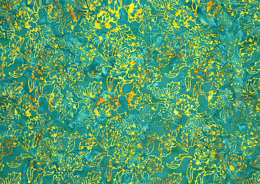 Bavlnená látka - batika L178-182 (Zelená so žltým vzorom L178)