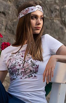 Topy, tričká, tielka - Dámske tričko z organickej bavlny ROSE COLLECTION 1 ( pôvodná cena 25 € ) - 10362227_