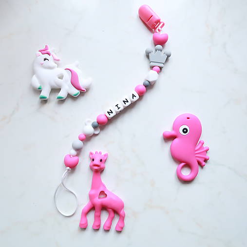 Silikónová retiazka s hryzátkom Pinkie (s hryzátkom - žirafka)